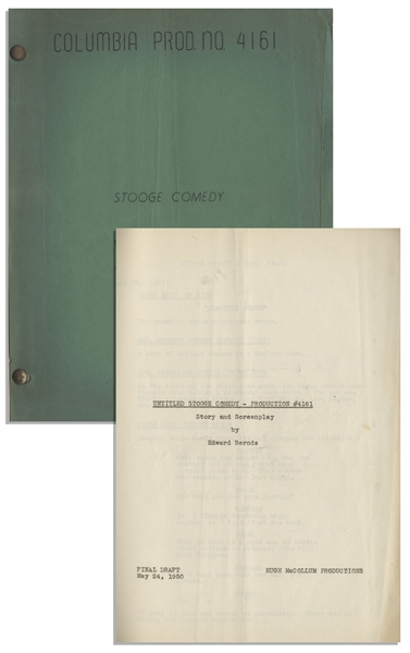 Moe Howards 27pp. Script Dated May 1950 for The Three Stooges Film Merry Mavericks -- With Annotations in Moes Hand Including His Signature -- Very Good Condition